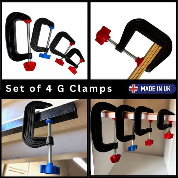 Linic UK Made G Clamps, Set x 4 G Clamps 4