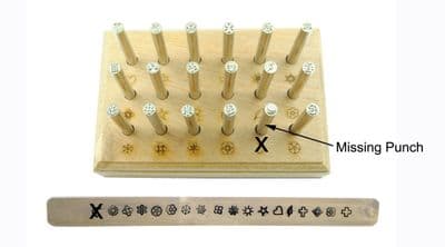 Metal Design Punches Stamps. SLIGHT SECONDS. ONE MISSING PUNCH. J1243A