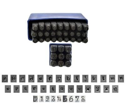 Metalwork Penguin Font Letter & Number Stamp Set, LOWER CASE, 36 Piece, 2.5mm. J1387