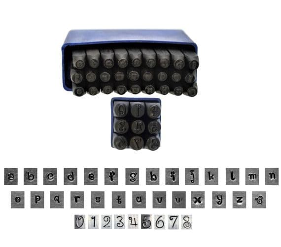 Metalwork Penguin Font Letter & Number Stamp Set, LOWER CASE, 36 Piece, 2.5mm. J1387