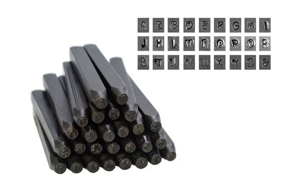 Metalwork Penguin Font Letter Stamp Set, UPPERCASE, 27 Piece, 3mm. J1378