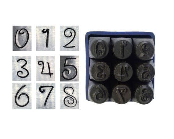 Metalwork Penguin Font Number Stamp Set, 1.5mm Jewellery Making Tools. J1492