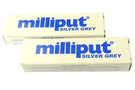 Milliput Epoxy Putty, Silver Grey x 2 Packs.  X1017a