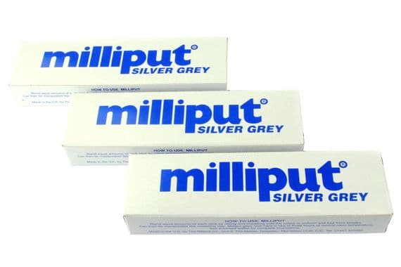 Milliput Epoxy Putty, Silver Grey x 3 Packs.  X1017b