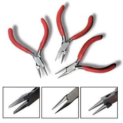 Mini Wire Wrapping Pliers, 85mm, Flat, Round, Half Round Nose. J2028