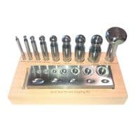 Oval & Round Doming Set with 9 Punches & Block. J2336