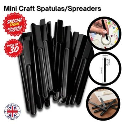Pack 30 Black 110mm x 8mm Flexible End Plastic Glue Spreaders/Spatulas. S7636