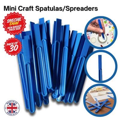 Pack 30 Blue 110mm x 8mm Flexible End Plastic Glue Spreaders/Spatulas. S7676