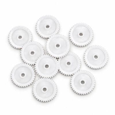 Pack of 10, 27 mm Diameter Plastic Cog Wheels for 4mm Motor Shaft, 40 Tooth Gears. S7093