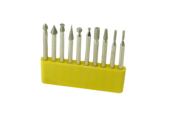 Pack of 10 3.2mm Dia Assorted Diamond Burrs. M0206