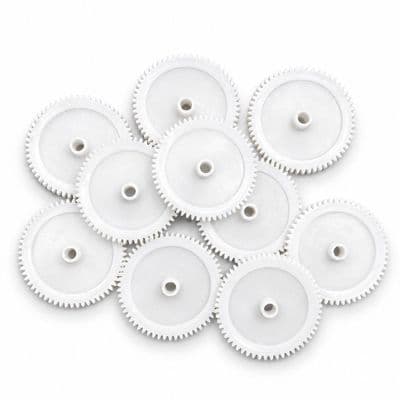 Pack of 10, 40 mm Diameter Plastic Cog Wheels for 4mm Motor Shaft, 60 Tooth Gears. S7095