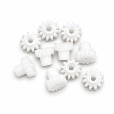 Pack of 10, 9mm Diameter Plastic Cog Wheels for 2mm Motor Shaft, 14 Tooth Gears. S7098
