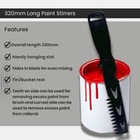 Pack of 2 Paint Stirrers/Mixers Plastic Paddles, 1 Long, 1 Short. S7934