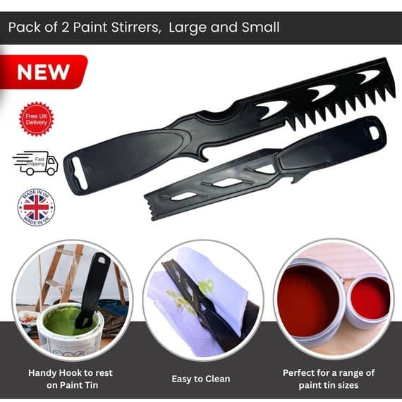 Pack of 2 Paint Stirrers/Mixers Plastic Paddles, 1 Long, 1 Short. S7934