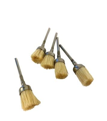 Pack of 5 Cup Brushes, White Nylon, 2.35 mm Shank. X1027