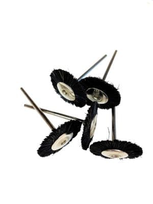 Pack of 5 Flat Wheel Brushes, Black Nylon Wire, 2.3mm Shank.  X8158