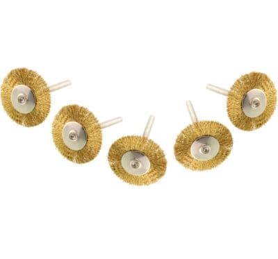 Pack of 5 Flat Wheel Brushes, Brass Wire,  2.35mm Shank. X8106