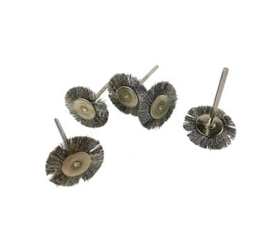 Pack of 5 Flat Wheel Brushes, Steel, 2.3mm Shank, 25mm dia. X8157