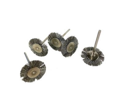 Pack of 5 Flat Wheel Brushes, Steel Wire, 2.9mm Shank, 20mm Dia. X1303