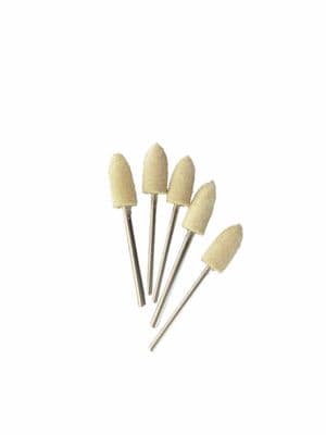 Pack of 5 Mini Hard Felt Conical Bullet Shaped Polishing Buffing Mandrels, 3mm Shank. X1239