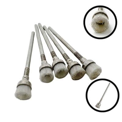 Pack of 5 Narrow Wheel Brush, White Soft Nylon, 2.3mm Shank. X8103