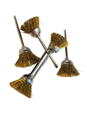 Pack of 5 Open Cup Brushes, Brass, 2.3mm Shank. X1077