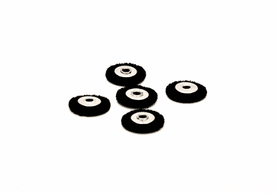 Pack of 5 Unmounted Flat Wheel Brushes, Black Nylon, 3.2mm Bore. X8128