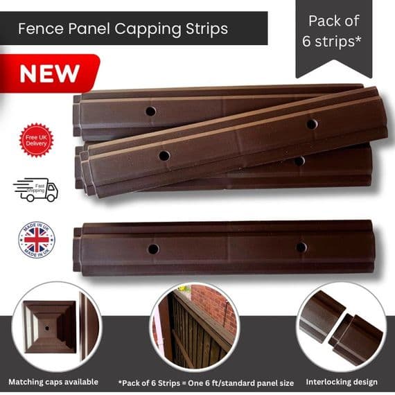 Plastic Fence Panel Capping Strips, Various Colours, Fit 6ft Fence Panel. GT0089
