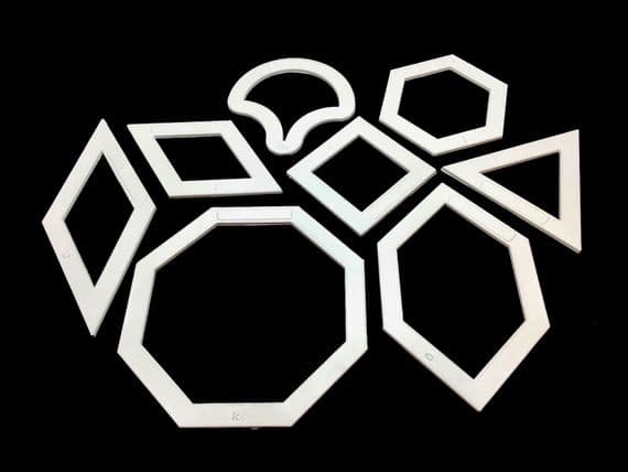 Plastic Patchwork Templates, Set B: 8 Different Shapes, Craft Stencils. S7881