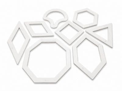 Plastic Patchwork Templates, Set B: 8 Different Shapes, Craft Stencils. S7881