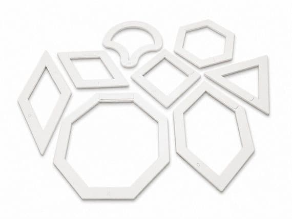 Plastic Patchwork Templates, Set B: 8 Different Shapes, Craft Stencils. S7881