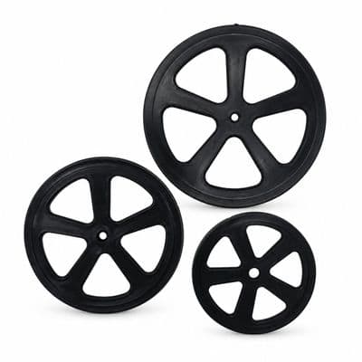 Plastic Project Bore Wheels, Lightweight, Black,  3 Sizes Available.