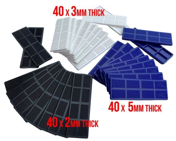 Plastic Spacers/Packers/Shims, Assorted, Pack of 120.  S7909D. Linic Products UK Made