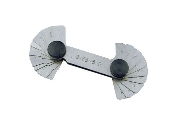 Radius Gauge 0.75mm to 5.0mm. M9116