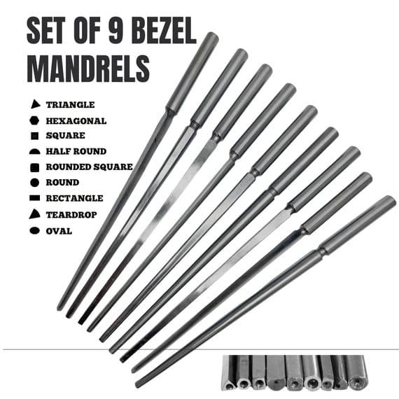 Ring Bezel Mandrels, New Set of 9, Wire Wrapping, Jewellery, Tools, Shaping. J1509