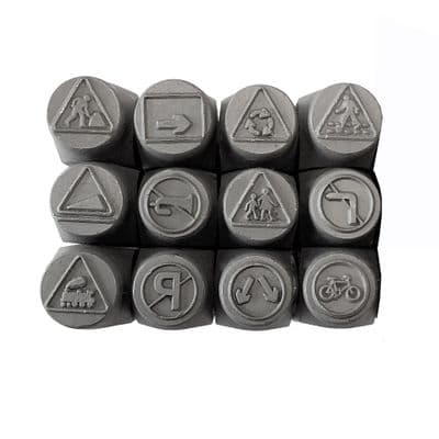 ROAD DESIGN STAMPS, SET OF 12 DESIGNS, 6mm. M9365