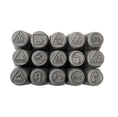 ROAD DESIGN STAMPS, SET OF 15 DESIGNS.  2 Sizes available. M9365