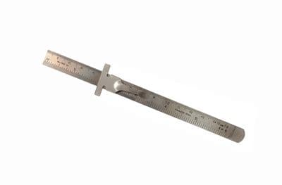 Ruler, Stainless Steel 150mm Rule with Conversion Table, Depth Gauge, and Pocket Clip. D8061