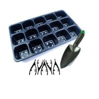 Seedling Starter Kit, 1x Seed Tray, 1x Garden Potting Trowel, 5x Black Plastic Tweezers. X8173