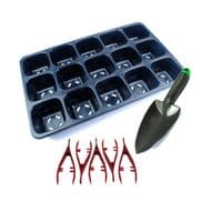 Seedling Starter Kit, 1x Seed Tray, 1x Garden Potting Trowel, 5x Red Plastic Tweezers. X8173