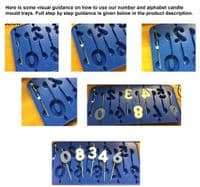 Set of 12 Candle Moulds, A-Z, 0-9, Tray, Votive & Various Pillar Candles. S7621