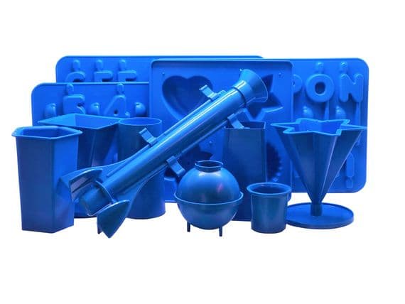 Set of 12 Candle Moulds, A-Z, 0-9, Tray, Votive & Various Pillar Candles. S7621