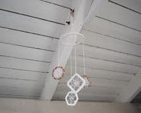 Set of 18  Macrame Rings and Dowels Rods, Various Shapes/Sizes, Wood Effect, White, Black. S7812