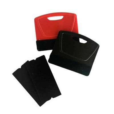 Set of 2 Felt Edged Vinyl Squeegee Applicator Wrapping Tools + Spare Felts. X2322