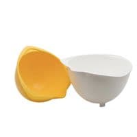 Set of 2 Nesting Plastic Mixing Bowls with Pouring Lip, Yellow and White. S7652