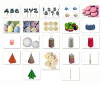 Set of 23 Candle Moulds Molds including, Cork, Wax Melts, Votive, Number, Pillar, Pyramid etc. S7678