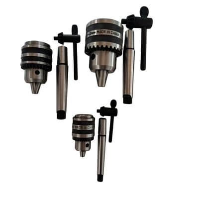 Set of 3 Drill Chucks. 6mm with 1mt Arbor, 10mm & 13mm with 2 mt Arbor.  M7173