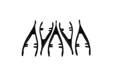 Set of 5 Multi-Purpose 125mm Black Plastic Tweezers with Serrated Tips. S7788