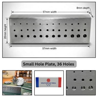 Small Steel Rivetting Stake, 36 Hole Plate, 57mm x 20mm. J1032