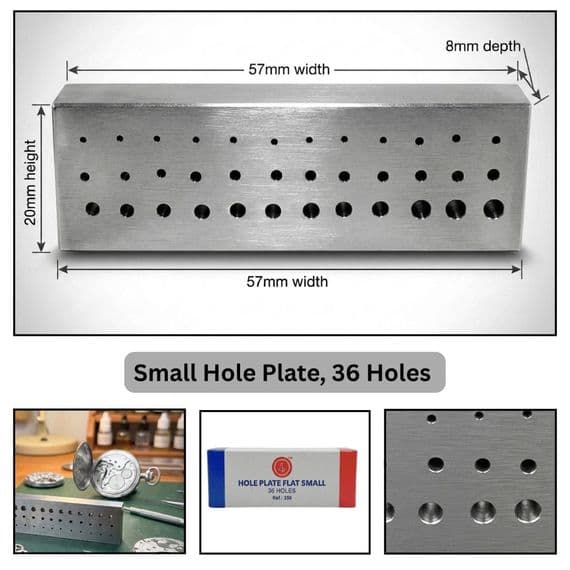 Small Steel Rivetting Stake, 36 Hole Plate, 57mm x 20mm. J1032